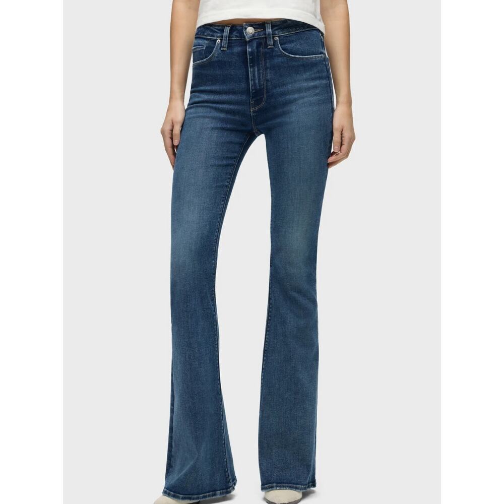 Hudson Holly Jeans High Rise Flare Wide Leg Denim Blue Size 32